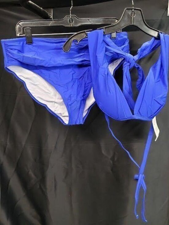 The Unbranded Brand Other - Blue Bikini Swimsuit 2 Piece Tie Front Womens XL Swimwear Set